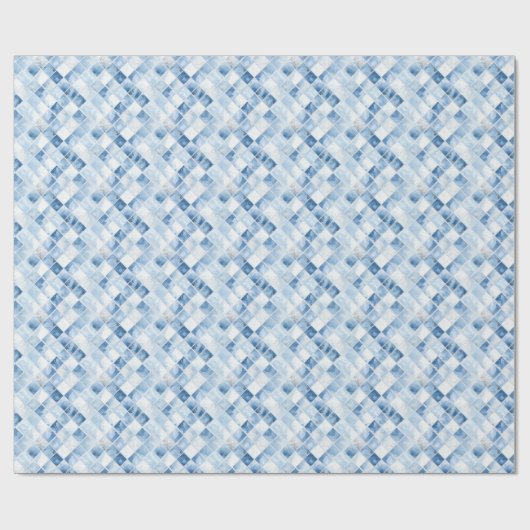 Dusty Blue Watercolor Karo Pattern Geschenkpapier (Flach)