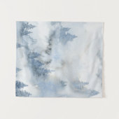 Dusty Blue Watercolor Misty Abstrakt Forest    Wandteppich (Vorderseite (Horizontal))
