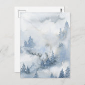 Dusty Blue Watercolor Misty Forest Postkarte (Vorne/Hinten)
