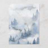 Dusty Blue Watercolor Misty Forest Postkarte (Vorderseite)
