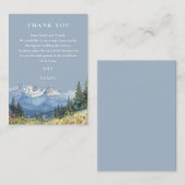 Dusty Blue Watercolor Mountain Wedding Vielen Dank Platzkarte (Vorne/Hinten)