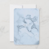 Dusty Blue Watercolor Peach Wild Rose RSVP Karte (Rückseite)