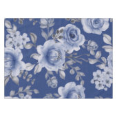 Dusty Blue Watercolor Peony Tapestry Tischdecke (Vorderseite (Horizontal))