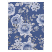 Dusty Blue Watercolor Peony Tapestry Tischdecke (Vorderseite)