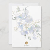 Dusty Blue Watercolor Platterbsen Christening Einladung (Rückseite)