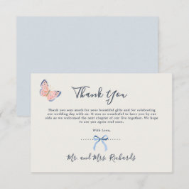 Dusty Blue Watercolor Pretty Typography Dankeskarte