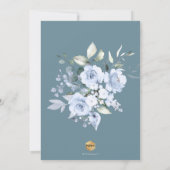 Dusty Blue Watercolor Rose Christening Einladung (Rückseite)