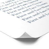 Dusty Blue Watercolor Rose Sitzplan Poster (Ecke)