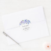 Dusty Blue Watercolor Rustic Floral Wedding Runder Aufkleber (Umschlag)