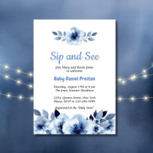 Dusty Blue Watercolor Sip und Babydusche