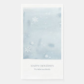 Dusty Blue Watercolor Snowflake Gästetuch Serviette (Vorderseite)
