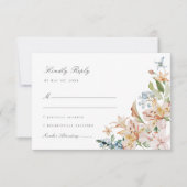 Dusty Blue Watercolor Spring Floral Wedding RSVP Karte (Vorderseite)