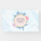 Dusty Blue Watercolor Succulent Family Wiedersehen Banner (Horizontal)