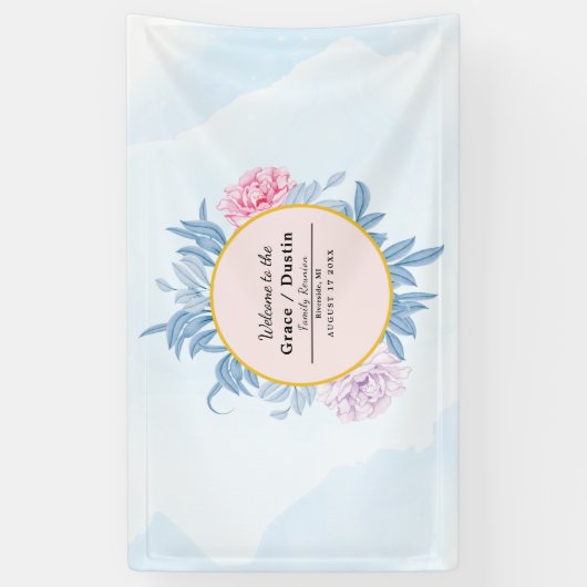 Dusty Blue Watercolor Succulent Family Wiedersehen Banner (Vertikal)