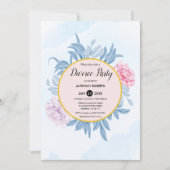 Dusty Blue Watercolor Sukkulentes Party Scheidung Einladung (Vorderseite)