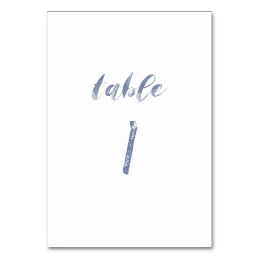 Dusty Blue Watercolor-Tischnummern Tischnummer (Vorderseite)