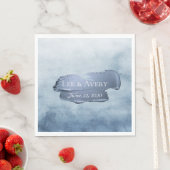 Dusty Blue Watercolor und Acryl Serviette (Beispiel)