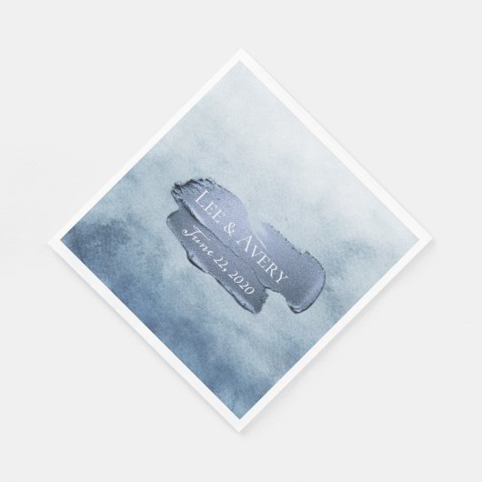 Dusty Blue Watercolor und Acryl Serviette (Ecke)