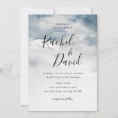 Dusty Blue Watercolor Wedding Einladung (Vorderseite)