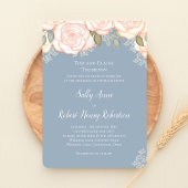 Dusty Blue Watercolor Wedding Floral Einladung