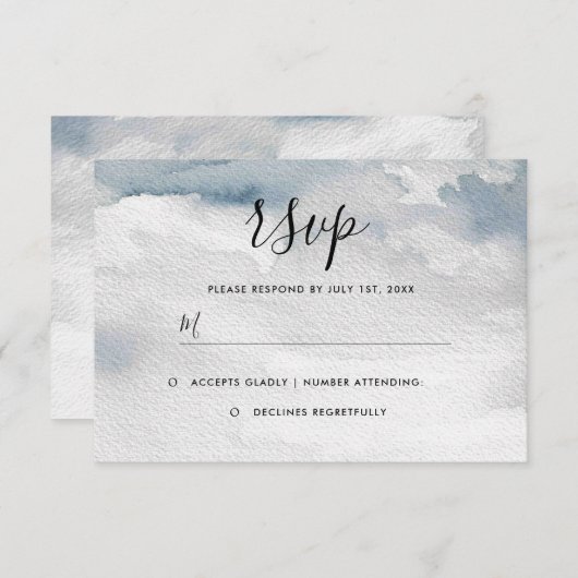 Dusty Blue Watercolor Wedding RSVP Card (Vorne/Hinten)