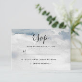 Dusty Blue Watercolor Wedding RSVP Card Karte (Stehend Vorderseite)