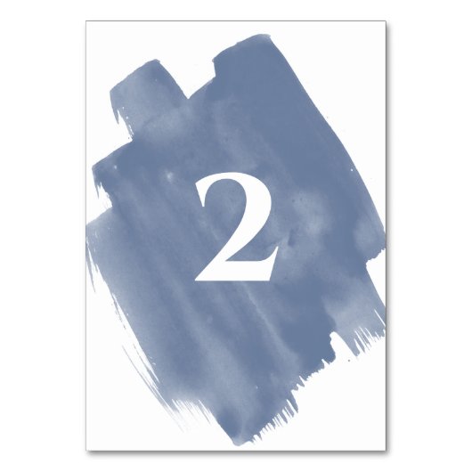 Dusty Blue Watercolor Wedding Tischnummer (Vorderseite)