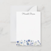 Dusty Blue Watercolor Wildblume Garten Mitteilungskarte (Vorderseite)