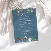 Dusty Blue Watercolor Wildblume Meadow Wedding Einladung
