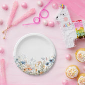 Dusty Blue Watercolor Wildblume Wedding Pappteller (Party)