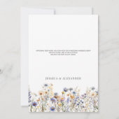 Dusty Blue Watercolor Wildblumen Elegante Hochzeit Einladung (Rückseite)