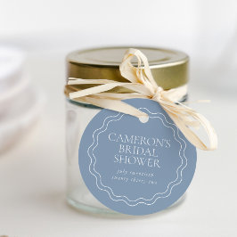 Dusty Blue | Wavy Scallop Border Brautparty Geschenkanhänger