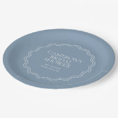 Dusty Blue | Wavy Scallop Border Brautparty Pappteller (Schrägansicht)