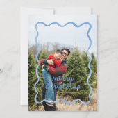 Dusty Blue Wavy Squiggle Border Holiday Foto Card Einladung (Vorderseite)