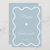 Dusty blue wavy werden Sie mein Vorschlag für eine Einladung (Vorne/Hinten)