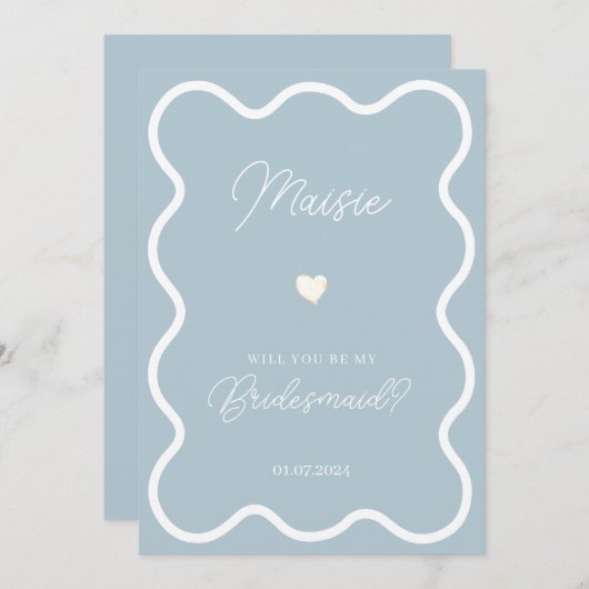 Dusty blue wavy werden Sie mein Vorschlag für eine Einladung (Vorne/Hinten)