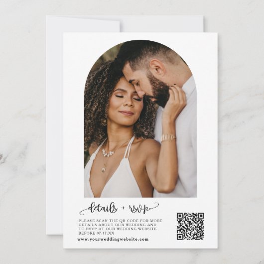 Dusty Blue We Do Boho Wedding QR Code Arch Foto Einladung (Rückseite)