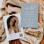 Dusty Blue We Do Boho Wedding QR Code Arch Foto Einladung