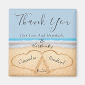 Dusty Blue Wedding 2 Heart Sand Gastgeschenk Hochz Magnet (Vorne)