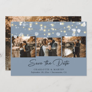 Dusty Blue Wedding 4 Foto Collage Save the Date