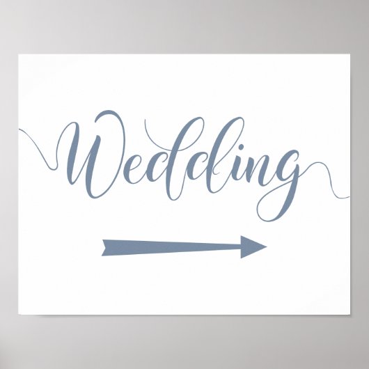 Dusty Blue Wedding Arrow Sign Poster (Vorne)
