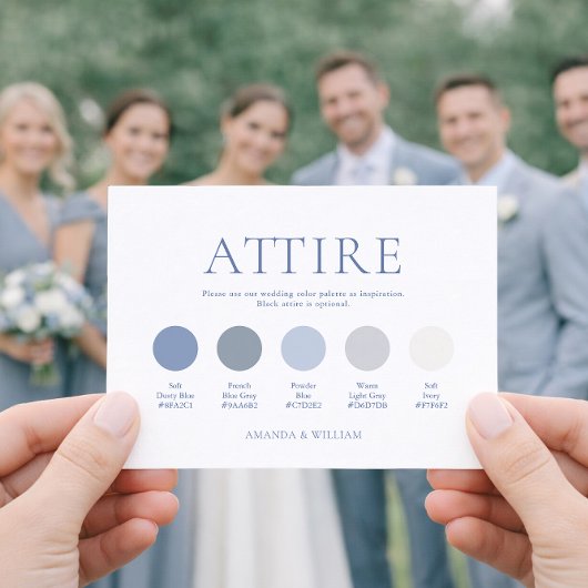 Dusty Blue Wedding Attire Card Einladung