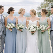 Dusty Blue Wedding Attire Card | Floral Attire  Einladung