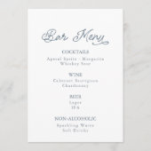 Dusty Blue Wedding Bar Menu Card Einladung (Vorderseite)