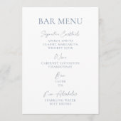 Dusty Blue Wedding Bar Menu Einladung (Vorderseite)