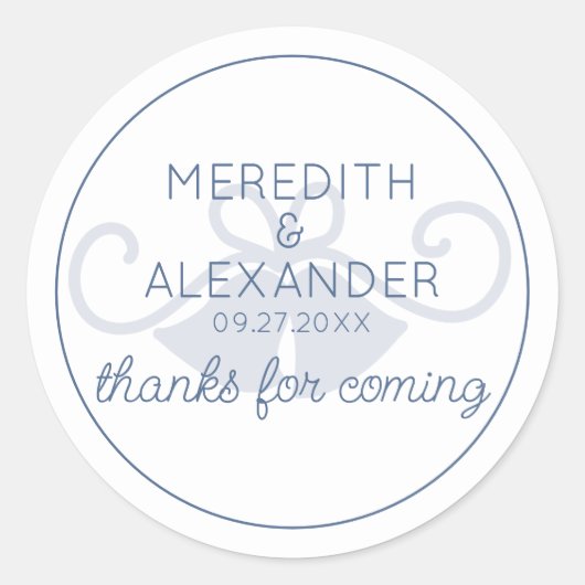 Dusty Blue Wedding Bell Vielen Dank, Sticker (Vorderseite)