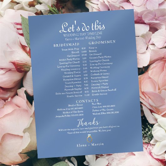 Dusty Blue Wedding Bridal Timeline