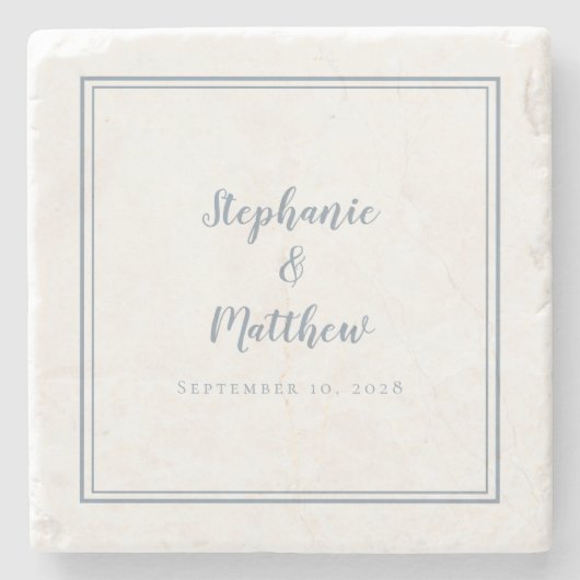 Dusty Blue Wedding Bride & Groom Simple Elegant Steinuntersetzer (Vorderseite)