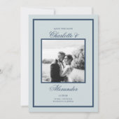 Dusty Blue Wedding Classic Script Save the Date Einladung (Vorderseite)