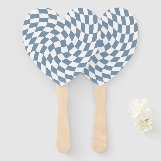 Dusty Blue Wedding Collection Karo überprüft Fächer (Vorne und Hinten)